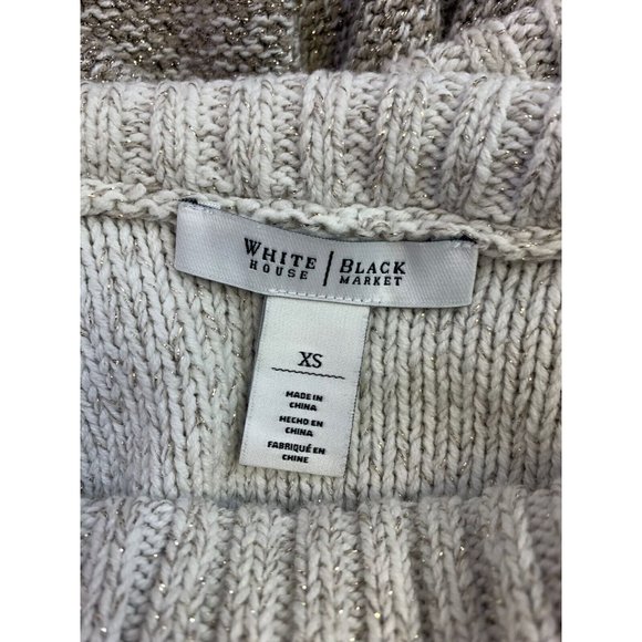 White House Black Market Size XS Sparkly Cable Knit Cowl Neck Pullover Sweater - Picture 9 of 11